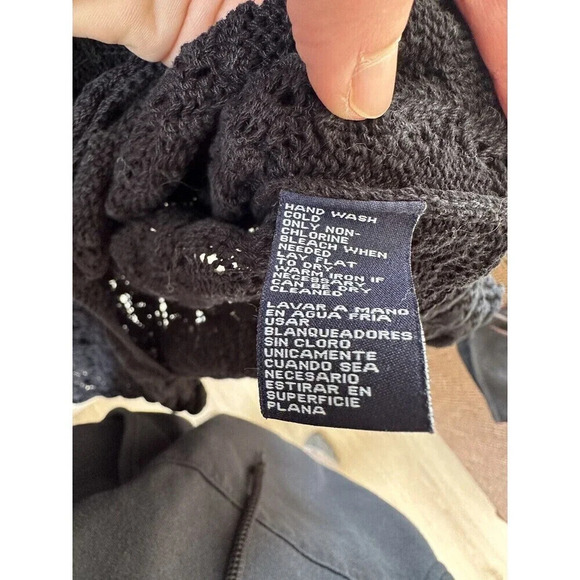 Jones New York 1X Open Knit Crochet Cardigan Long Length Whimsygoth Witchy Goth - Picture 5 of 7